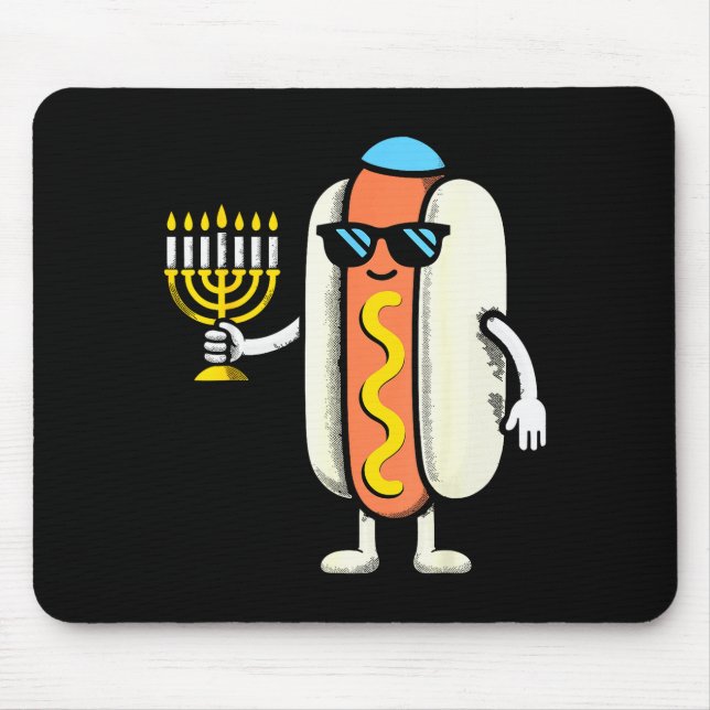 Jewish Pjs Hotdog Funny Food Hanukkah Pajamas Chan Mousepad (Vorne)