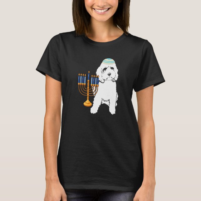 Jewish Poodle Dog Menorah Hanukkah Pajamas Chanuka T-Shirt (Vorderseite)