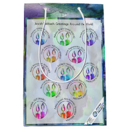 Jewish Sabbath Greetings Around the World Sticker Mittlere Geschenktüte
