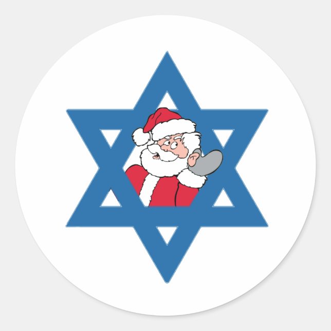 JEWISH SANTA RUNDER AUFKLEBER (Vorderseite)