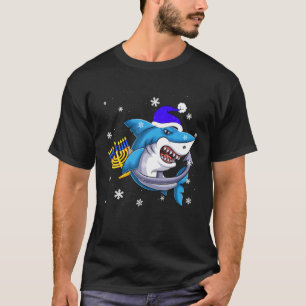 Jewish Shark Menorah Funny Hanukkah Chanukah T-Shirt