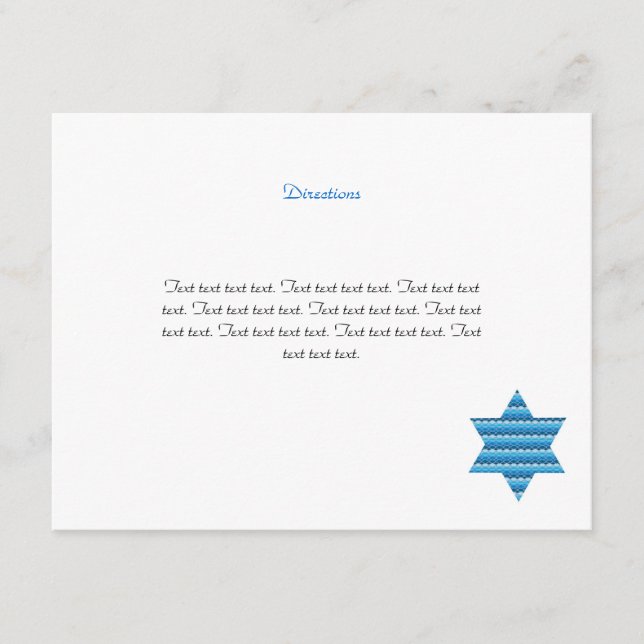 Jewish Star David Twins Bar Mitzvah Direction Card Begleitkarte (Vorderseite)