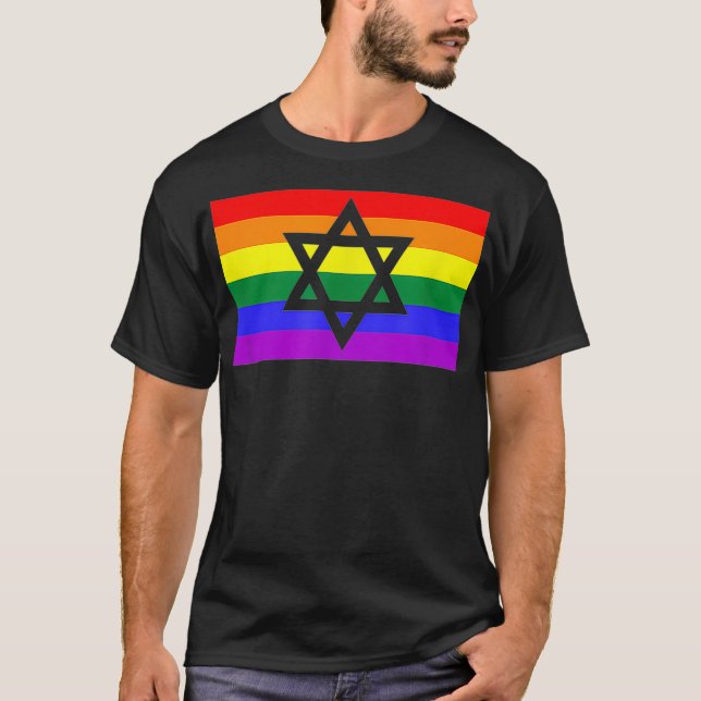 Jewish Star of David LGBTQ Gay Pride Flag Stuff Qu T-Shirt (Vorderseite)