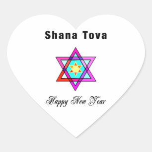 Jewish Star Shana Tova Herz-Aufkleber