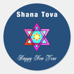 Jewish Star Shana Tova Runder Aufkleber