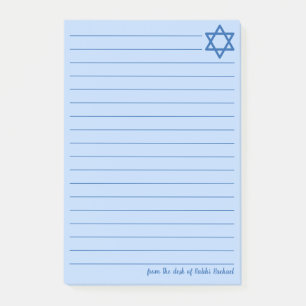 Jewish Star von David Custom Blue Lined Post-it Klebezettel