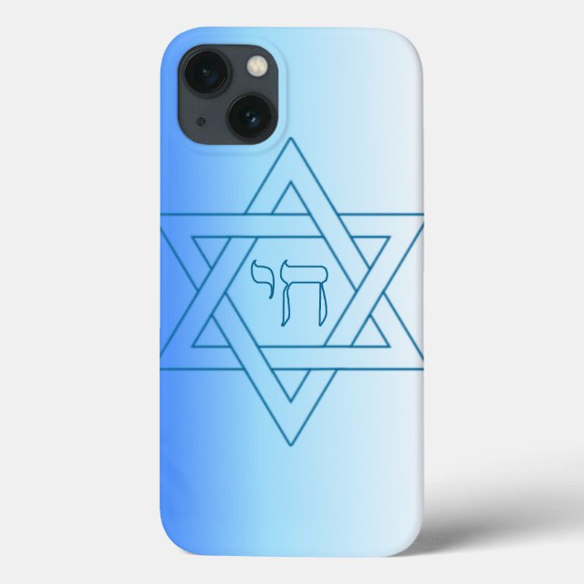 Jewish Star von David Hebrew Chai Blue und White Case-Mate iPhone Hülle (Rückseite)