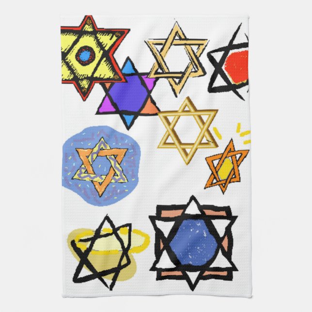 JEWISH STARS KITCHEN TOWELS - MOGEN DAVID GIFTS GESCHIRRTUCH (Vertikal)