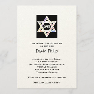 Jewish Values Star Bar Mitzvah Einladung