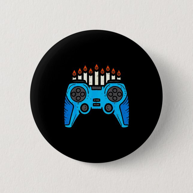 Jewish Video Game Gamer Hanukkah Chanukah Men Boy  Button (Vorderseite)