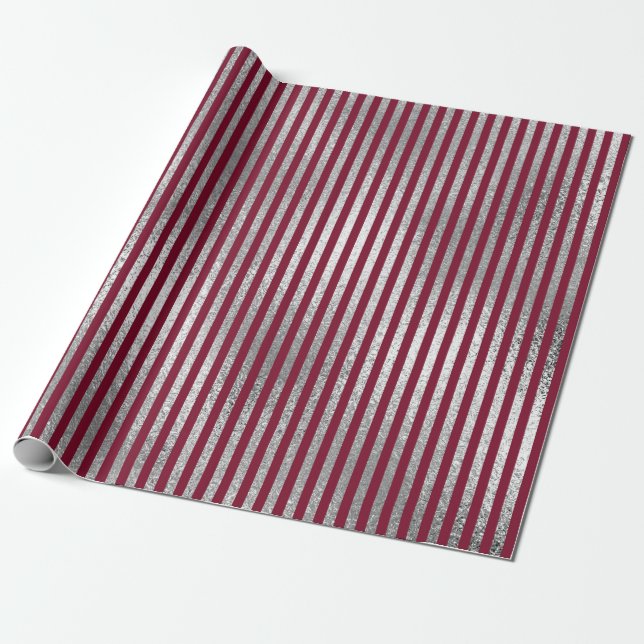 Jewlery Stripes Maroon Burgundy Silver Vip Geschenkpapier (Ungerollt)
