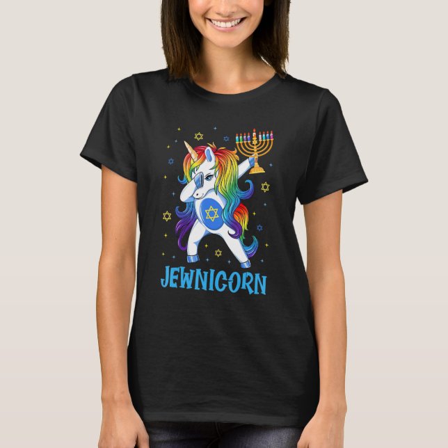 Jewnicorn Cute Unicorn Hanukkah Chanukah Pajamas G T-Shirt (Vorderseite)