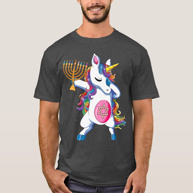 Jewnicorn Funny Hanukkah Unicorn Geschenk Girl T-Shirt (Vorderseite)