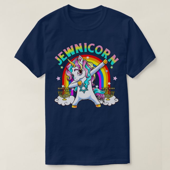 Jewnicorn Funny Niedlich Hanukkah 2021 Rainbow Uni T-Shirt (Design vorne)