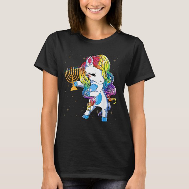 Jewnicorn   Hanukkah Unicorn   Girl Women Pajamas T-Shirt (Vorderseite)