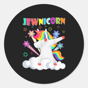 Jewnicorn jüdisches Dabbing Unicorn Jud Rosh Hasha Runder Aufkleber