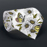 Jezebel-Schmetterlinge und weiße Blume Krawatte<br><div class="desc">Handgezeichnetes Vektormuster mit Schmetterlingen aus Schmetterlingen und dunklen Blume</div>