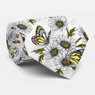 Jezebel-Schmetterlinge und weiße Blume Krawatte