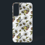 Jezebel-Schmetterlinge und weiße Blume Samsung Galaxy Hülle<br><div class="desc">Handgezeichnetes Vektormuster mit Schmetterlingen aus Schmetterlingen und dunklen Blume</div>