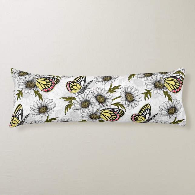 Jezebel-Schmetterlinge und weiße Blume Seitenschläferkissen (Vorderseite)