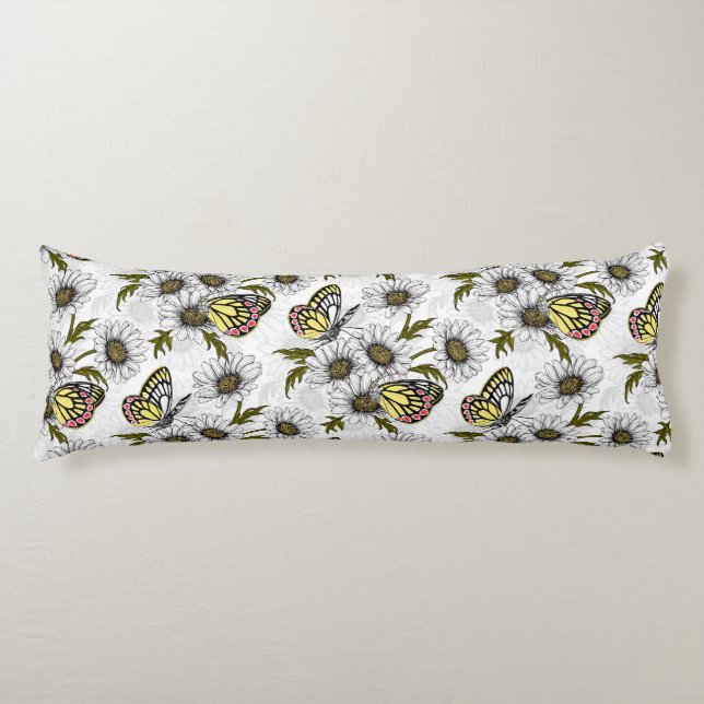 Jezebel-Schmetterlinge und weiße Blume Seitenschläferkissen (Vorderseite)