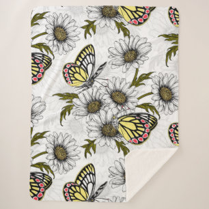 Jezebel-Schmetterlinge und weiße Blume Sherpadecke