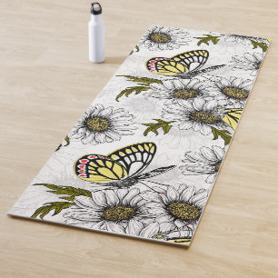 Jezebel-Schmetterlinge und weiße Blume Yogamatte