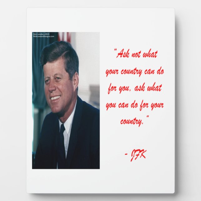 JFK & Ask Not Zitat Fotoplatte (Vorderseite)