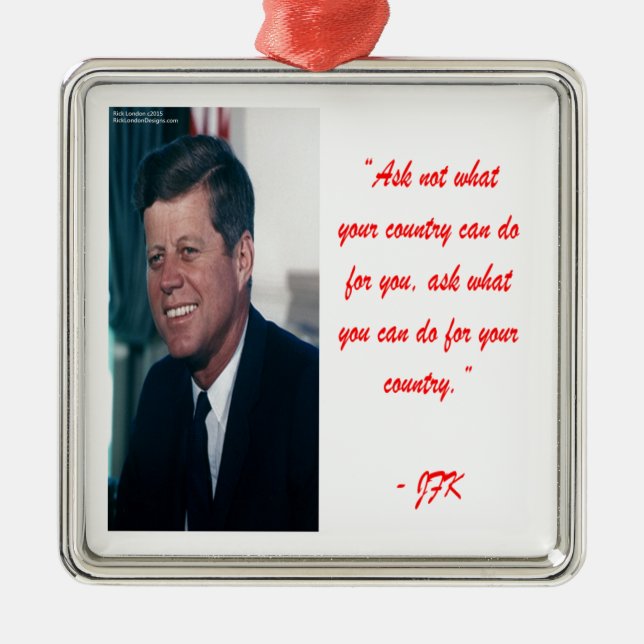 JFK & Frag ohne Kostenvoranschlag Silbernes Ornament (Vorne)