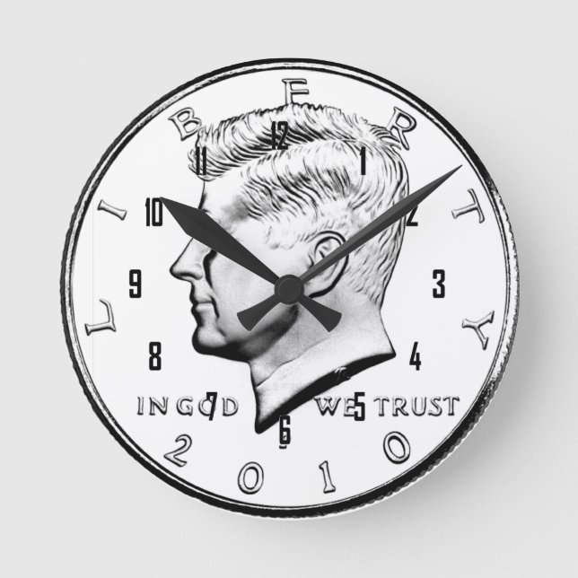 JFK HALF DOLLAR RUNDE WANDUHR (Vorderseite)