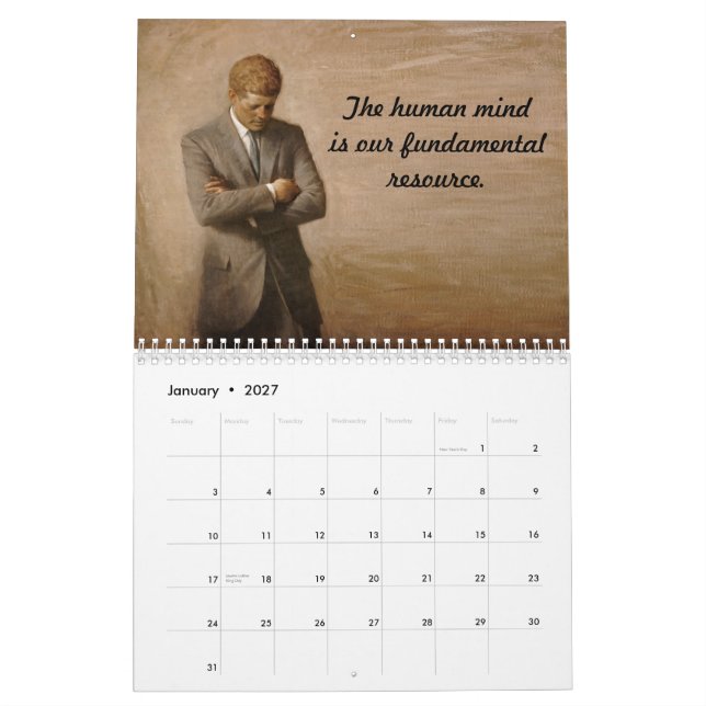 JFK inspirierend Zitate. 2014 Kalender (Jan 2027)