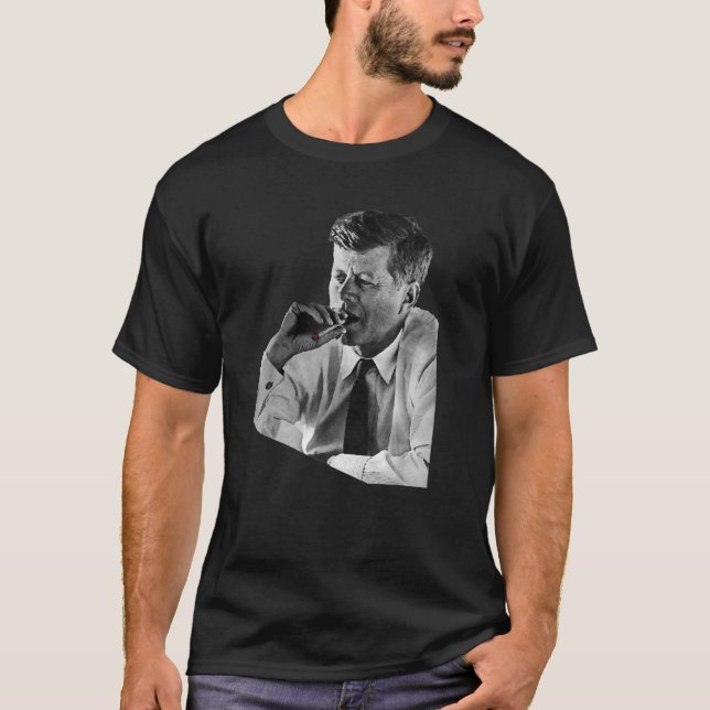JFK John F Kennedy Cigar Smoking Smoker T Shirt (Vorderseite)