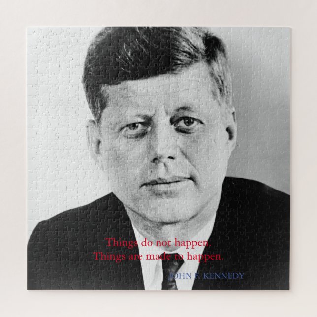 JFK John F. Kennedy Zitat Dinge passieren nicht Puzzle (Vertikal)