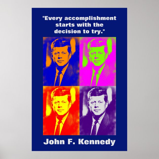 JFK John F. Kennedy Zitat Motivierend Inspiration Poster (Vorne)