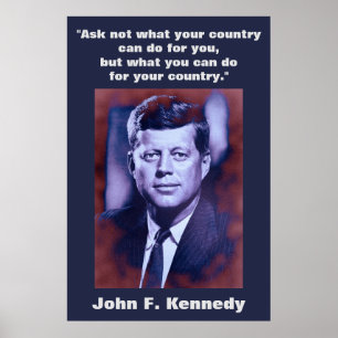JFK John F. Kennedy Zitat Motivierend Inspiration Poster