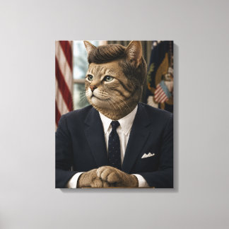 JFK Katzenporträt | Lustige präsidentielle Katzenk Leinwanddruck