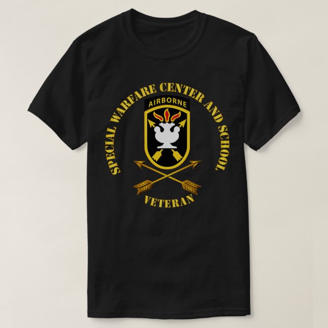 JFK Special Warfare Center School SSI w Branch Vet T-Shirt (Design vorne)