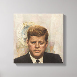 JFK und Siegel des Präsidenten Leinwanddruck