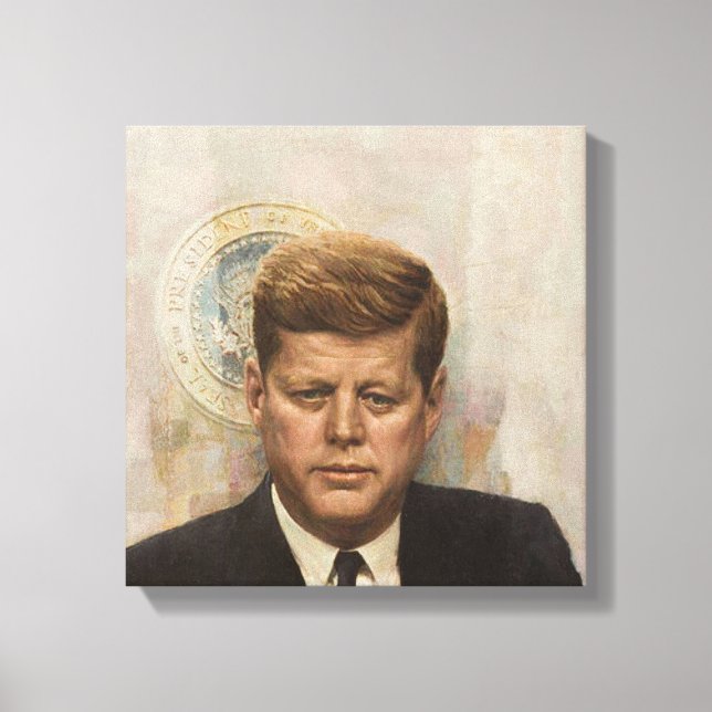 JFK und Siegel des Präsidenten Leinwanddruck (Vorderseite)
