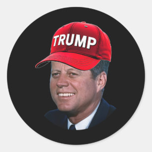 Jfk Wearing Trump Hat Funny John F Kennedy Meme Gr Runder Aufkleber