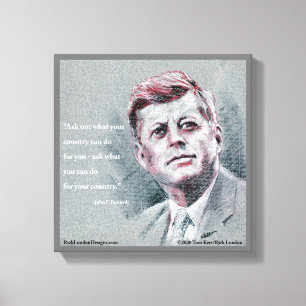 JFK & Zitat Leinwanddruck