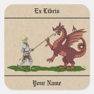 Jh. St. George und das Dragon Buchzeichen Quadratischer Aufkleber