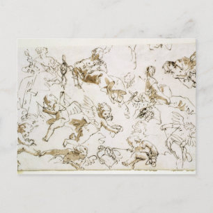 Jh. (Stift, Tinte und Waschen) Postkarte