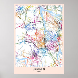 Jiangmen China Stadtplan Poster