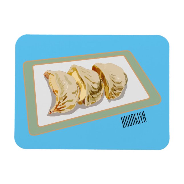 Jiaozi/Chinesische Knödel Cartoon Illustration Magnet (Horizontal)