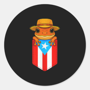 Jibaro Coqui Frog Puerto Rico Flag Boricua Pocket Runder Aufkleber