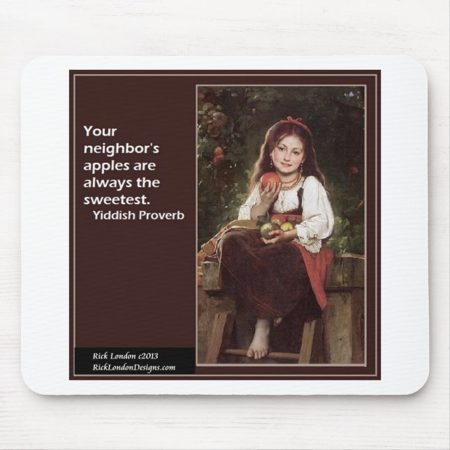 Jiddisches Sprichwort für Äpfel und Grafische Mousepad (Vorne)
