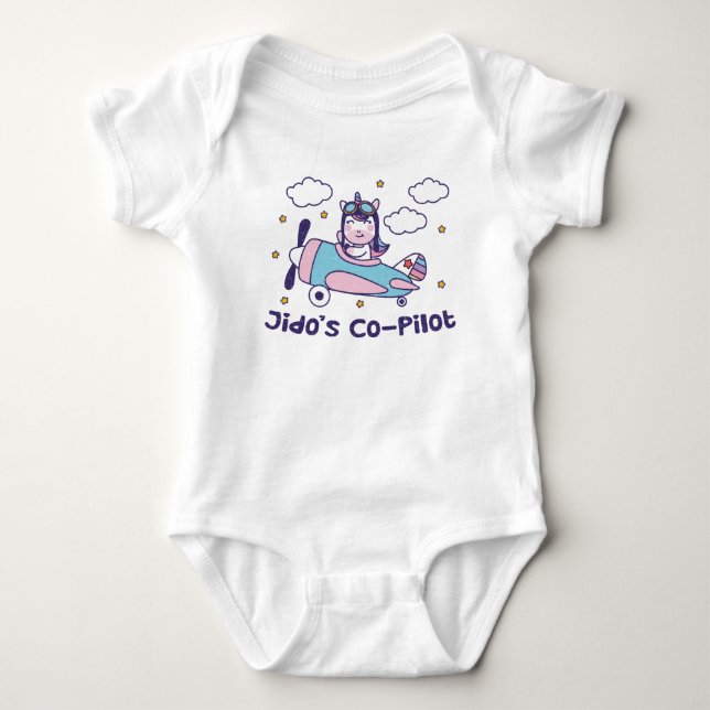Jidos Co-Pilot - Einhornflugzeug Baby Strampler (Vorderseite)