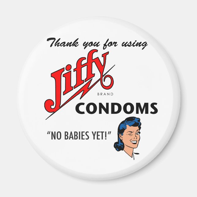 Jiffy Brand Condom Gear! Magnet (Vorne)