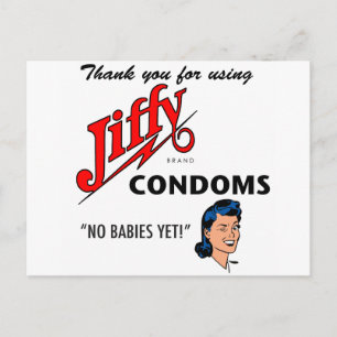 Jiffy Brand Condom Gear! Postkarte